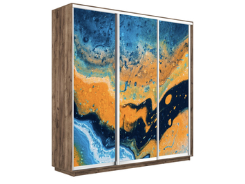 Шкаф-купе Экспресс Люкс 3-х дверный (Фото №1006 Абстракция оранжево-голубая)