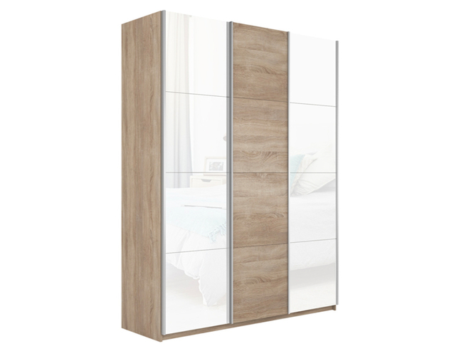 Шкаф-купе Прайм з-х дверный (ЛДСП, стекло 2шт), Сонома