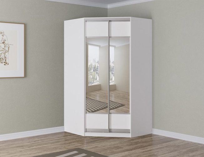 Купить белый шкаф угловой Como/Veda зеркальный croco